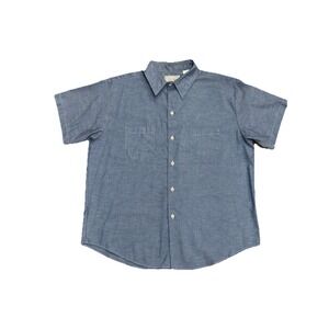 Vintage Big Yank Shirt Chambray Short Sleeve Workwear Made USA 70s Men's XL